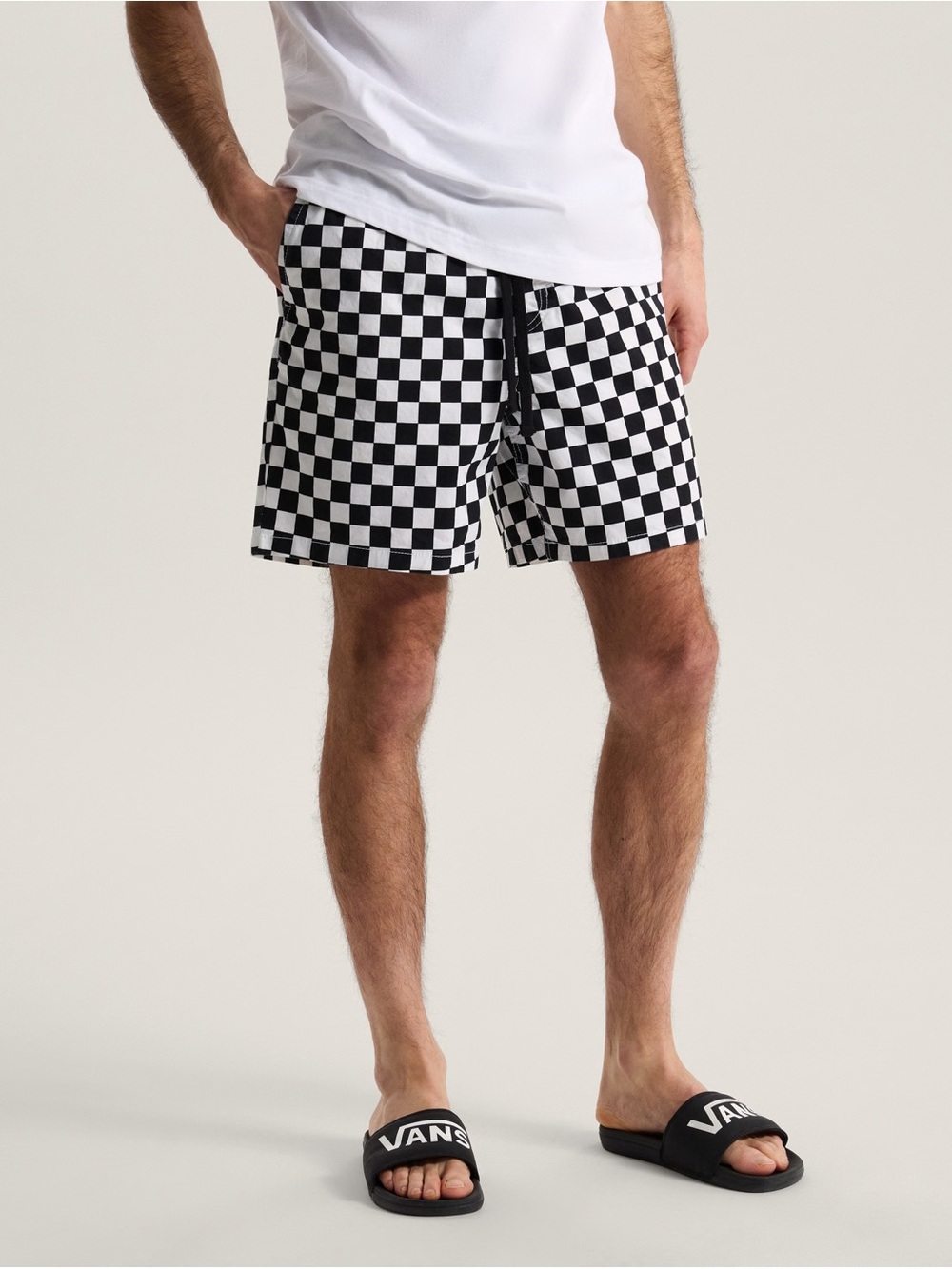 New Vans Black & White Checkerboard 18" Outseem Range Relaxed Elastic Shorts